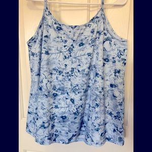 EUC: Women’s Size-1X- SHEILAY Tank Dress Top, Blue/Powder Blue Floral Design